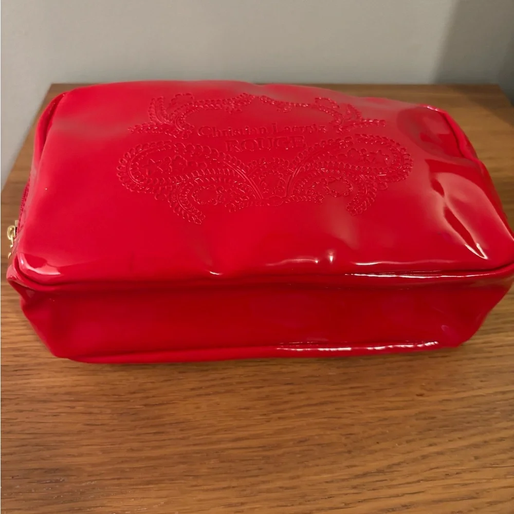 Christian LaCroix Rouge Glossy Red Pouch Makeup Bag Avon Approx 9”x 5”x3”